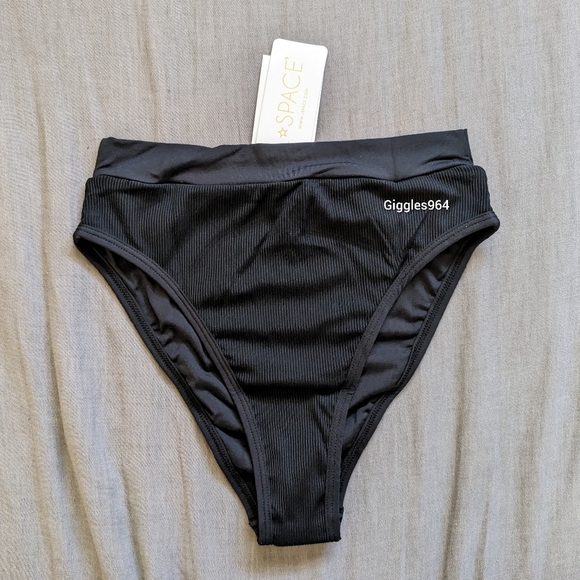 L*Space Lee Lee Frenchi Bikini Set Black Ribbed - Picture 7 of 14